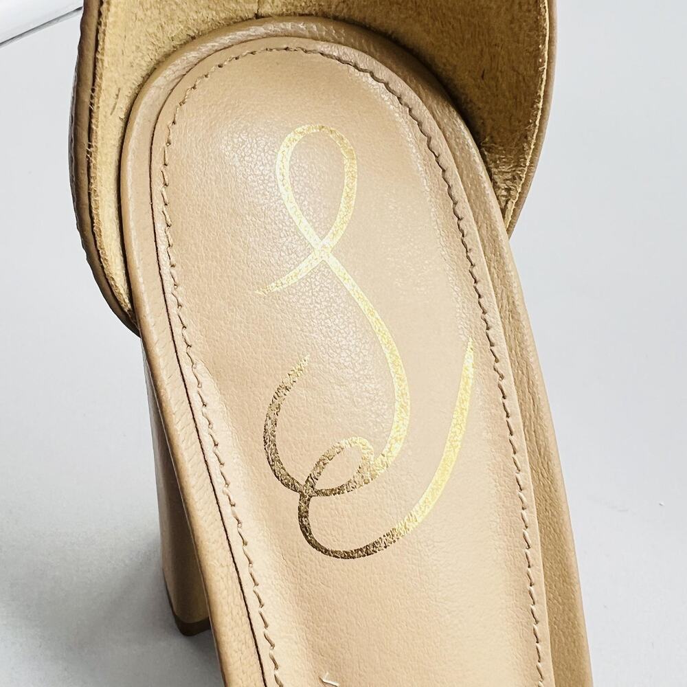 Sam Edelman Sandals Womens 5.5 Beige Leather Yaro Ankle Strap Block Heel Shoes - Picture 10 of 11